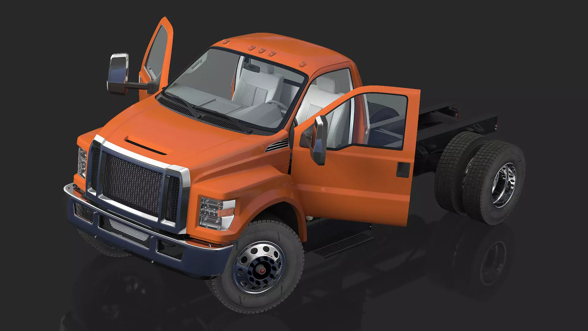 Crew Cab Chassis Truck Generic Rigged 3D model_0