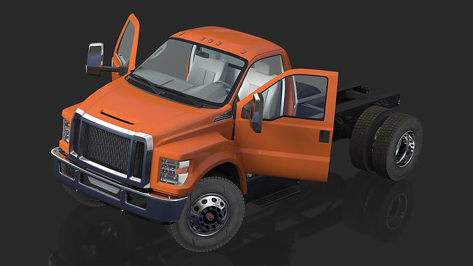 Crew Cab Chassis Truck Generic Rigged 3D model