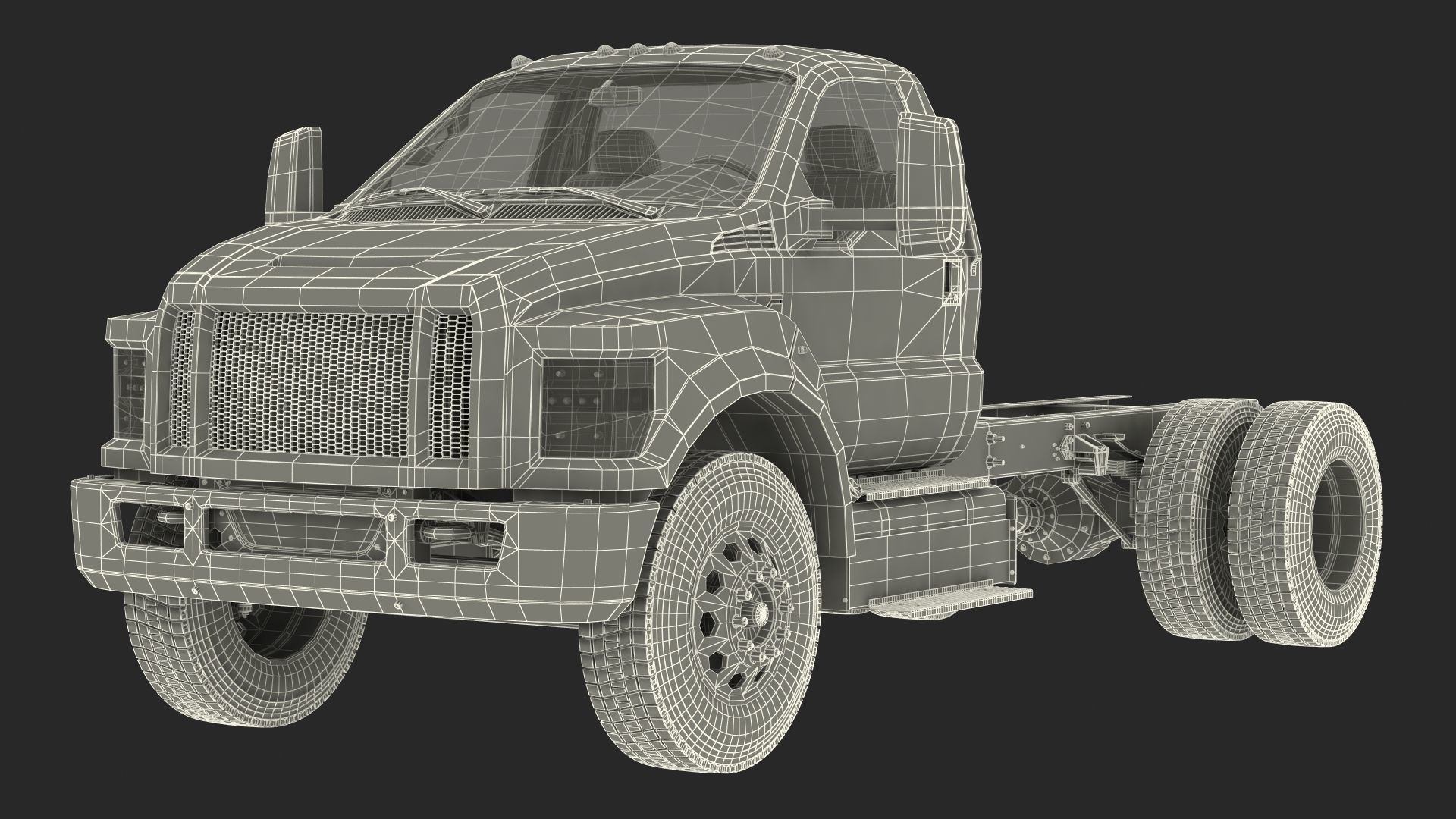 Crew Cab Chassis Truck Generic Rigged 3D model_33
