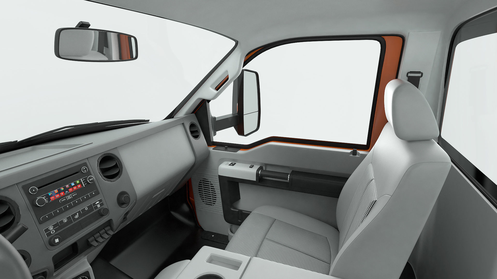 Crew Cab Chassis Truck Generic Rigged 3D model_23