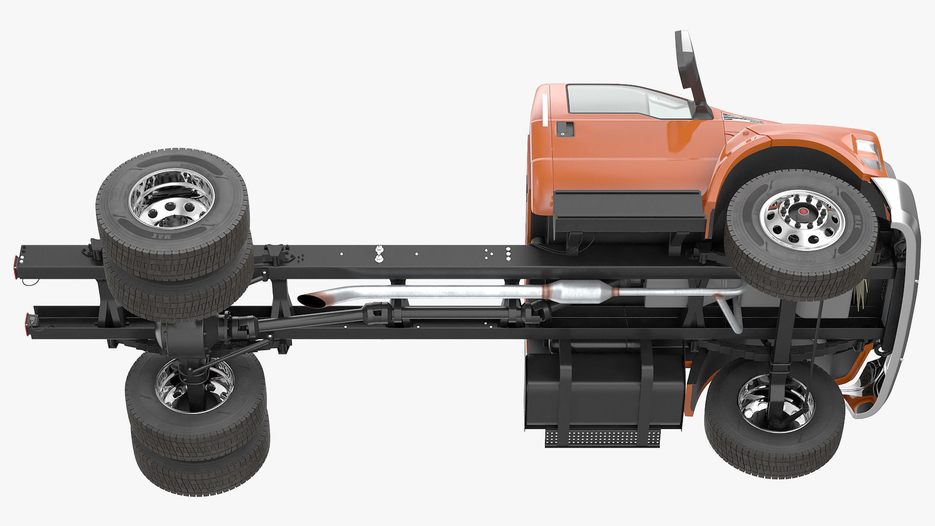 Crew Cab Chassis Truck Generic Rigged 3D model_9