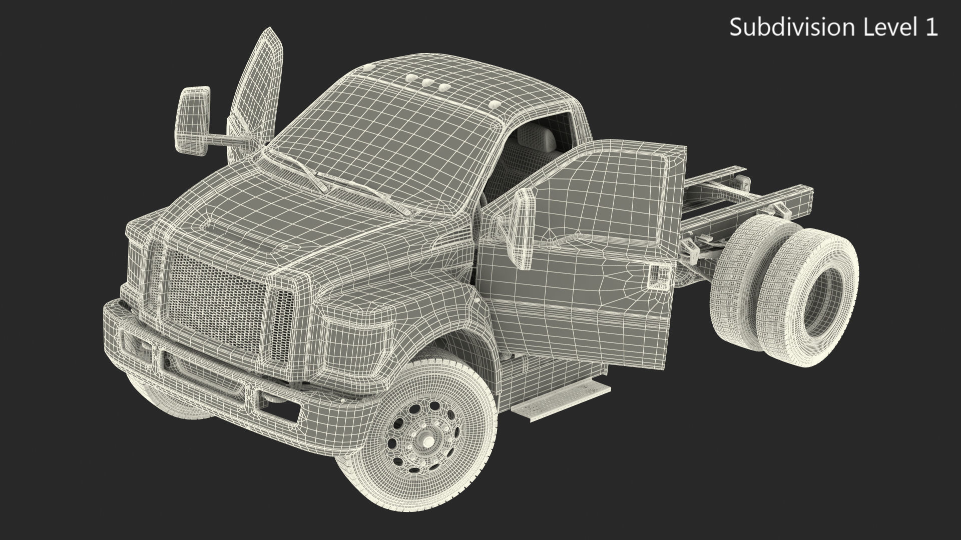 Crew Cab Chassis Truck Generic Rigged 3D model_28