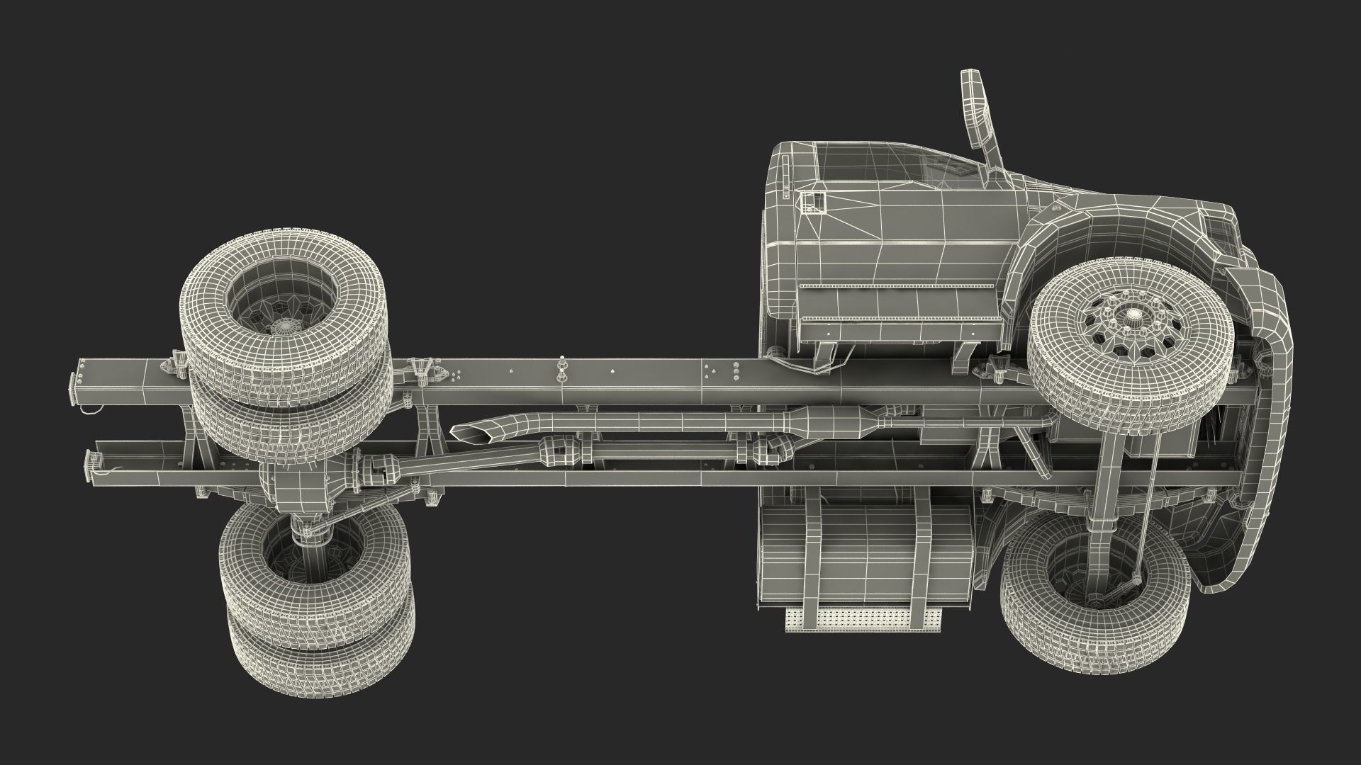 Crew Cab Chassis Truck Generic Rigged 3D model_35