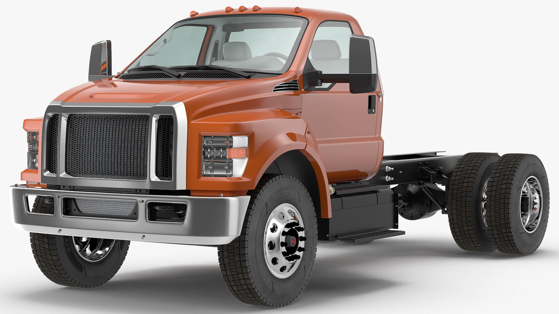 Crew Cab Chassis Truck Generic Rigged 3D model_4