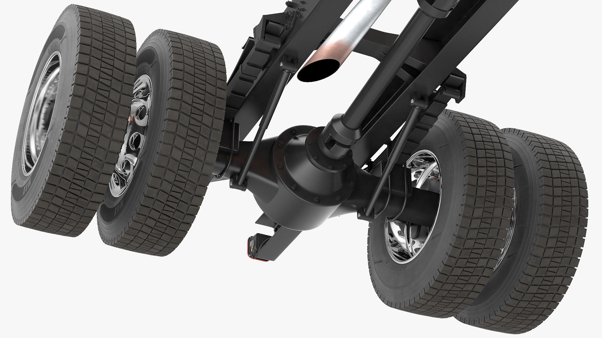 Crew Cab Chassis Truck Generic Rigged 3D model_11