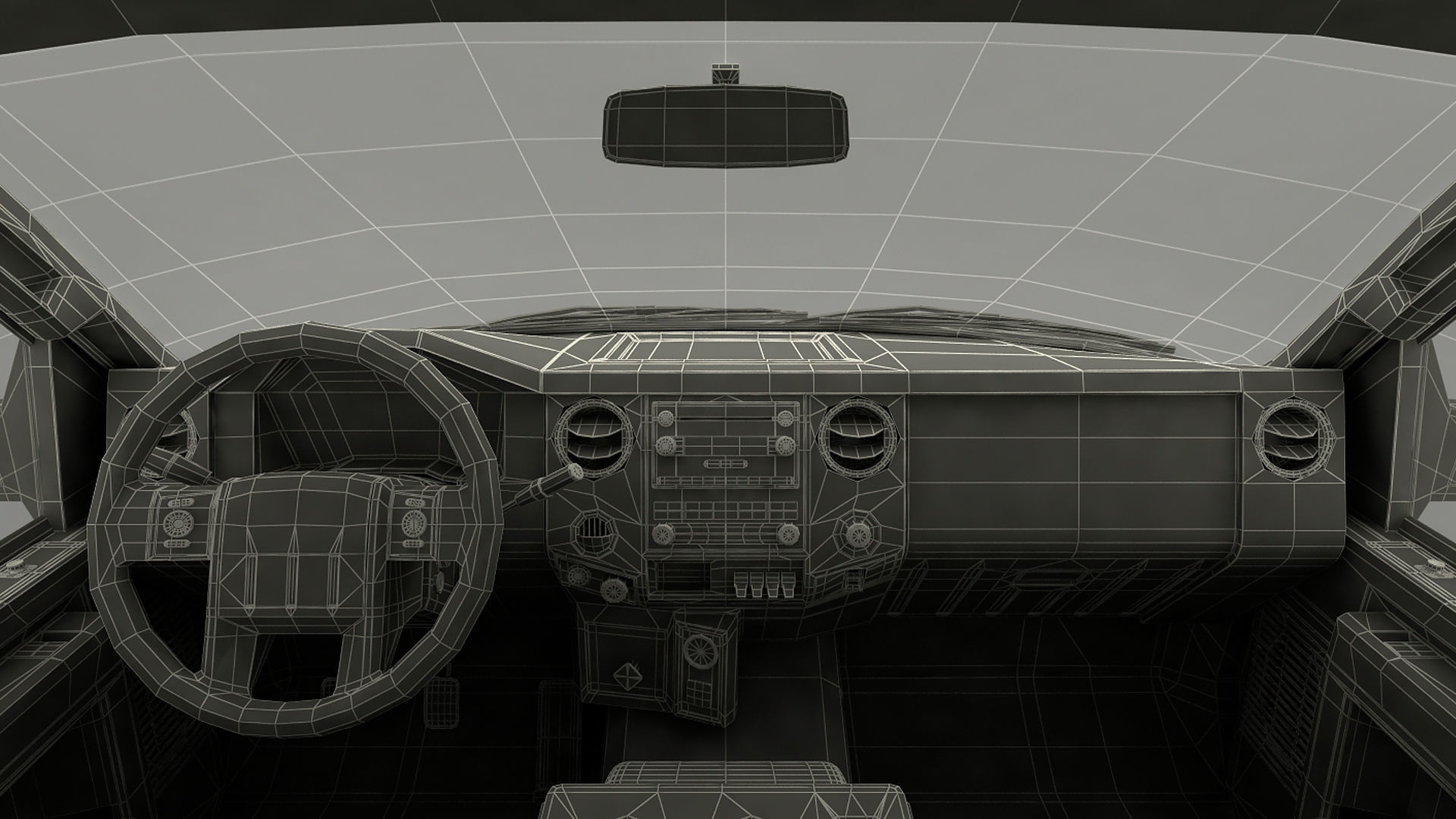 Crew Cab Chassis Truck Generic Rigged 3D model_38