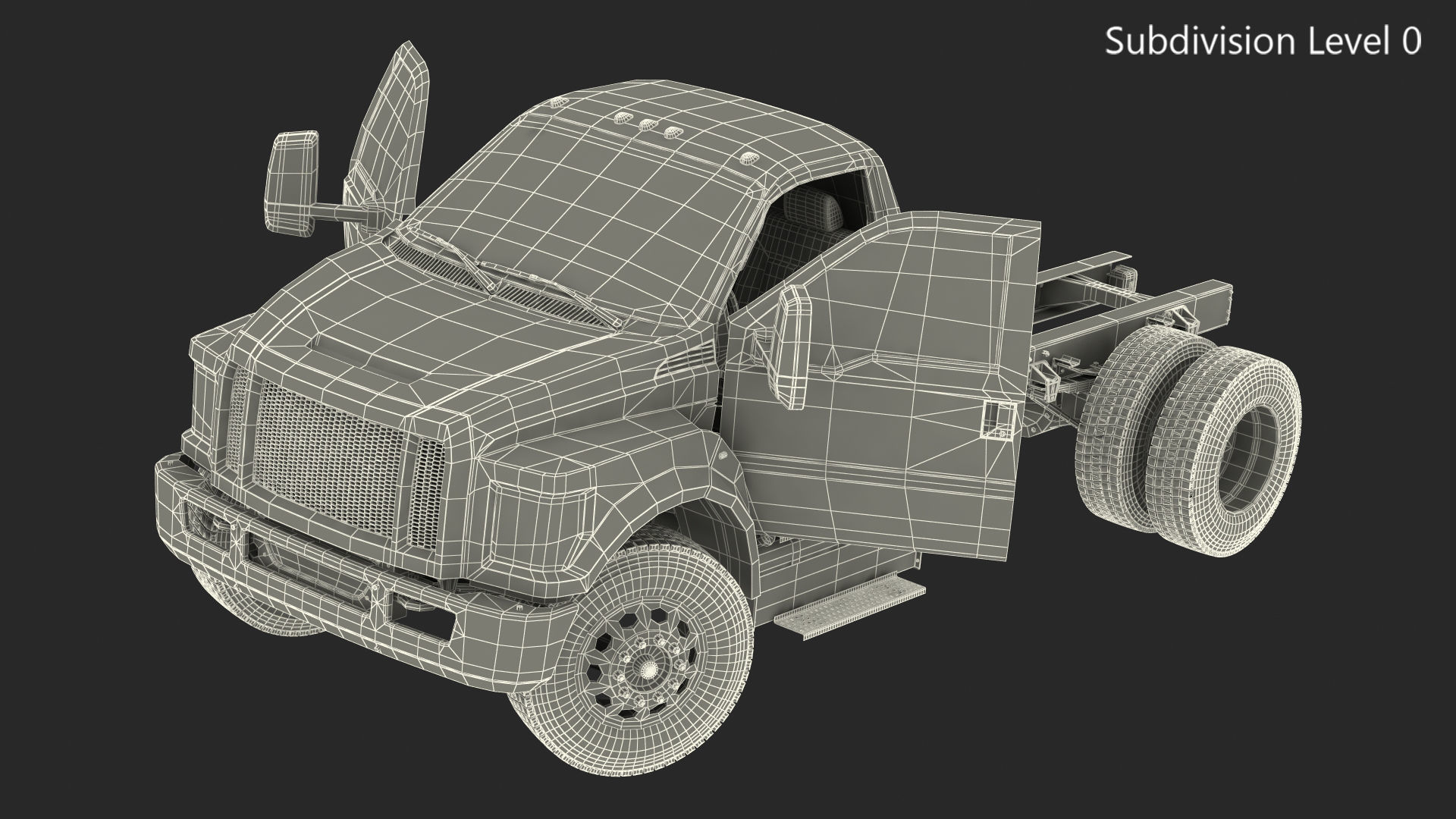 Crew Cab Chassis Truck Generic Rigged 3D model_27