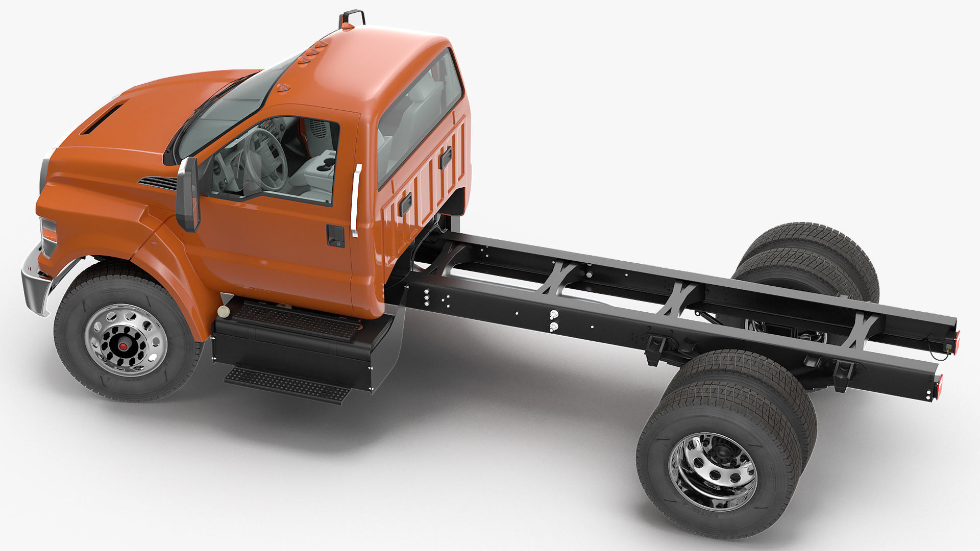 Crew Cab Chassis Truck Generic Rigged 3D model_7