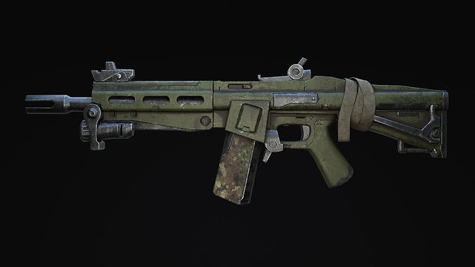 Assault Rifle Sci-Fi Post Apocalypse Game Ready Low-poly 3D model