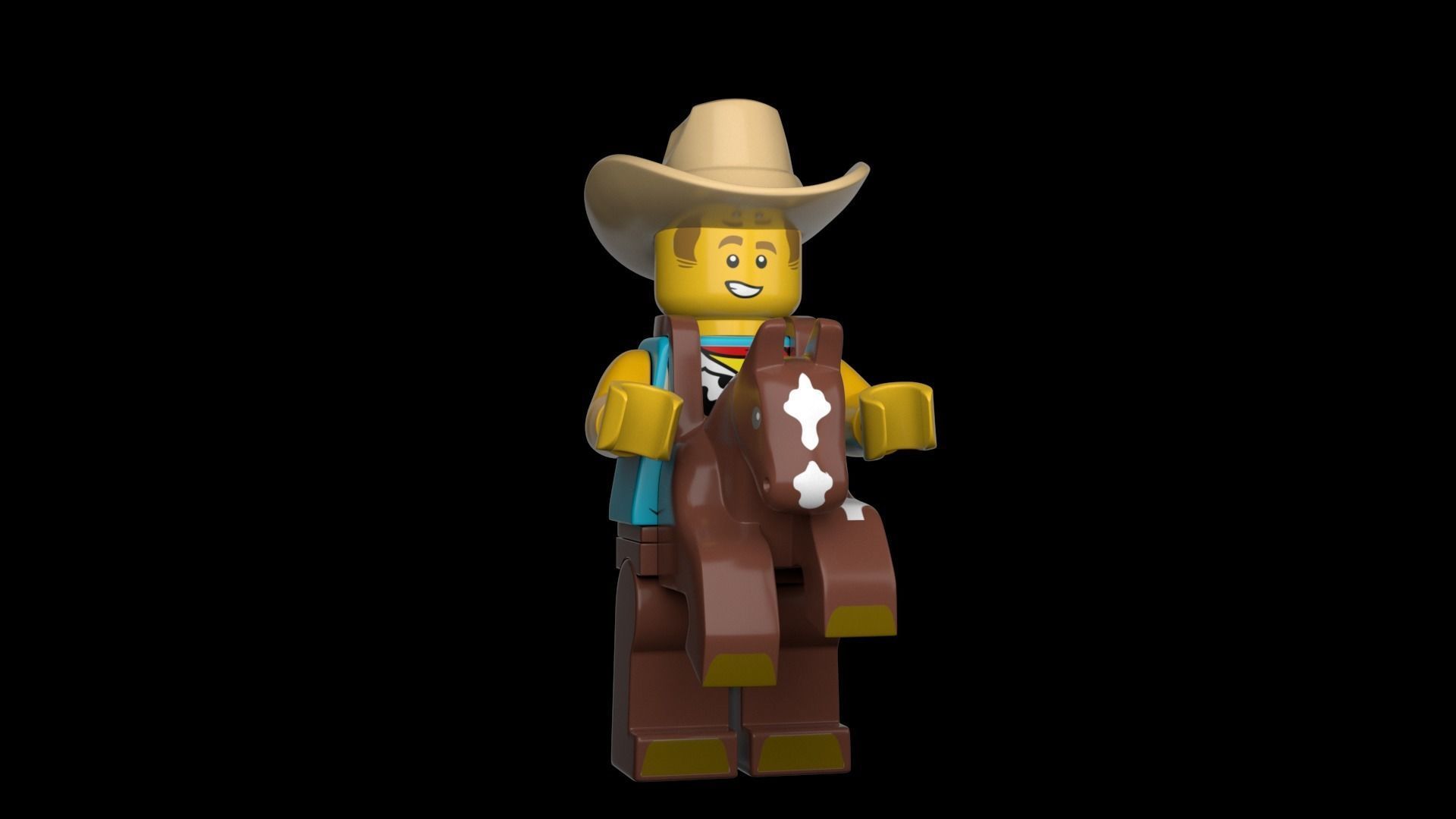 Lego CowboyCostume Guy 3d Model Low-poly 3D model_1