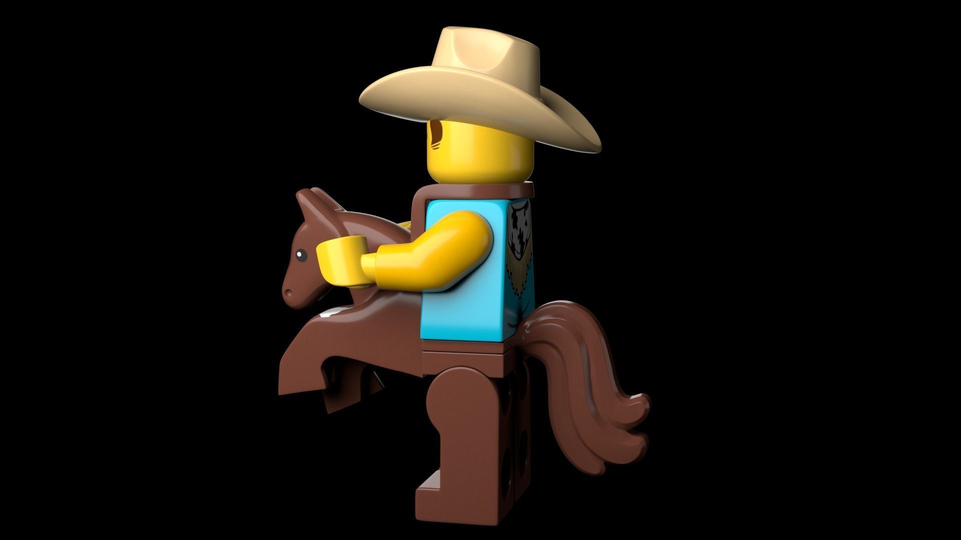Lego CowboyCostume Guy 3d Model Low-poly 3D model_19