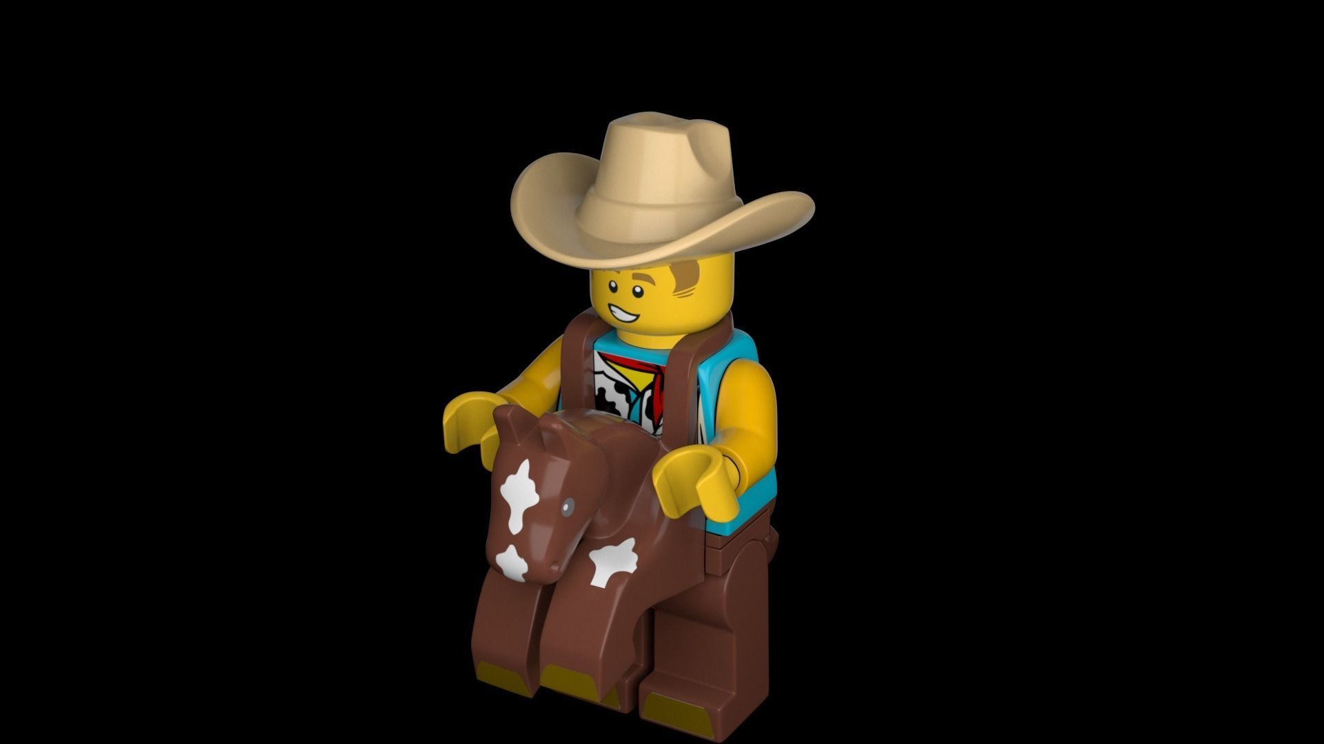 Lego CowboyCostume Guy 3d Model Low-poly 3D model_5
