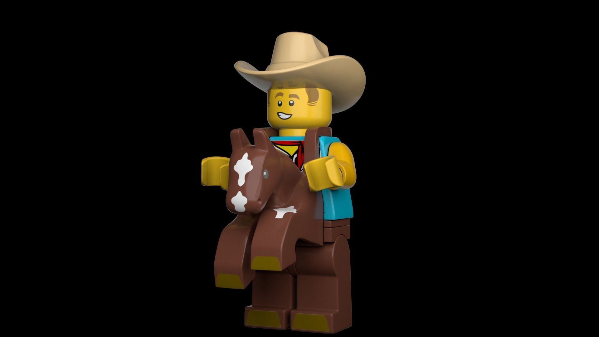 Lego CowboyCostume Guy 3d Model Low-poly 3D model_3