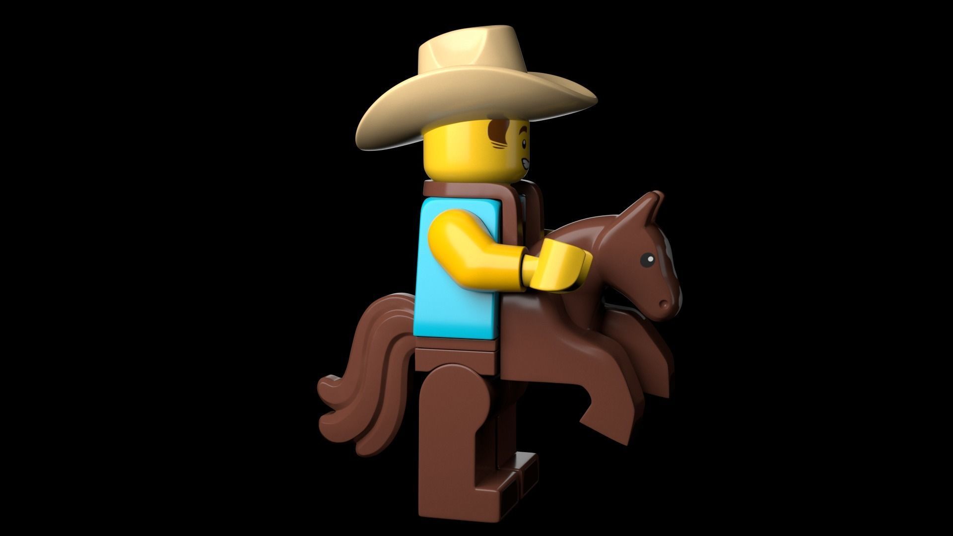 Lego CowboyCostume Guy 3d Model Low-poly 3D model_14