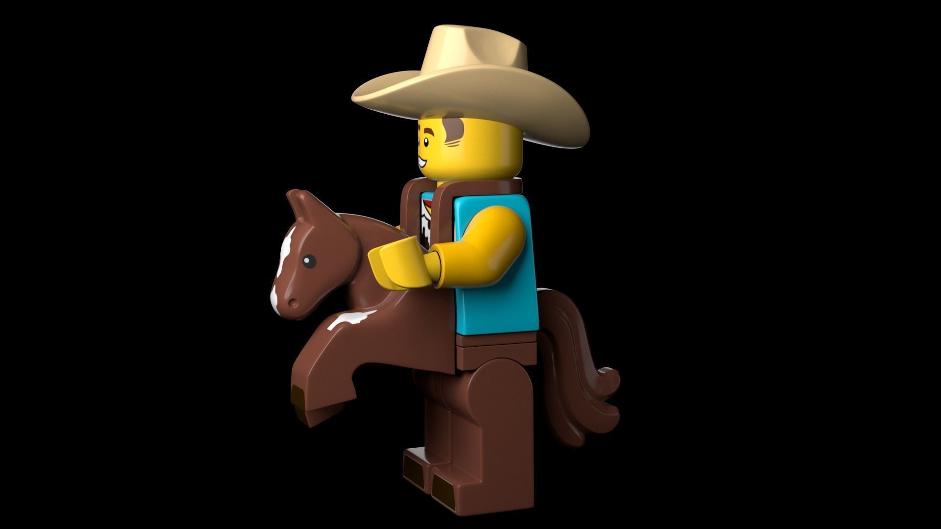 Lego CowboyCostume Guy 3d Model Low-poly 3D model_20