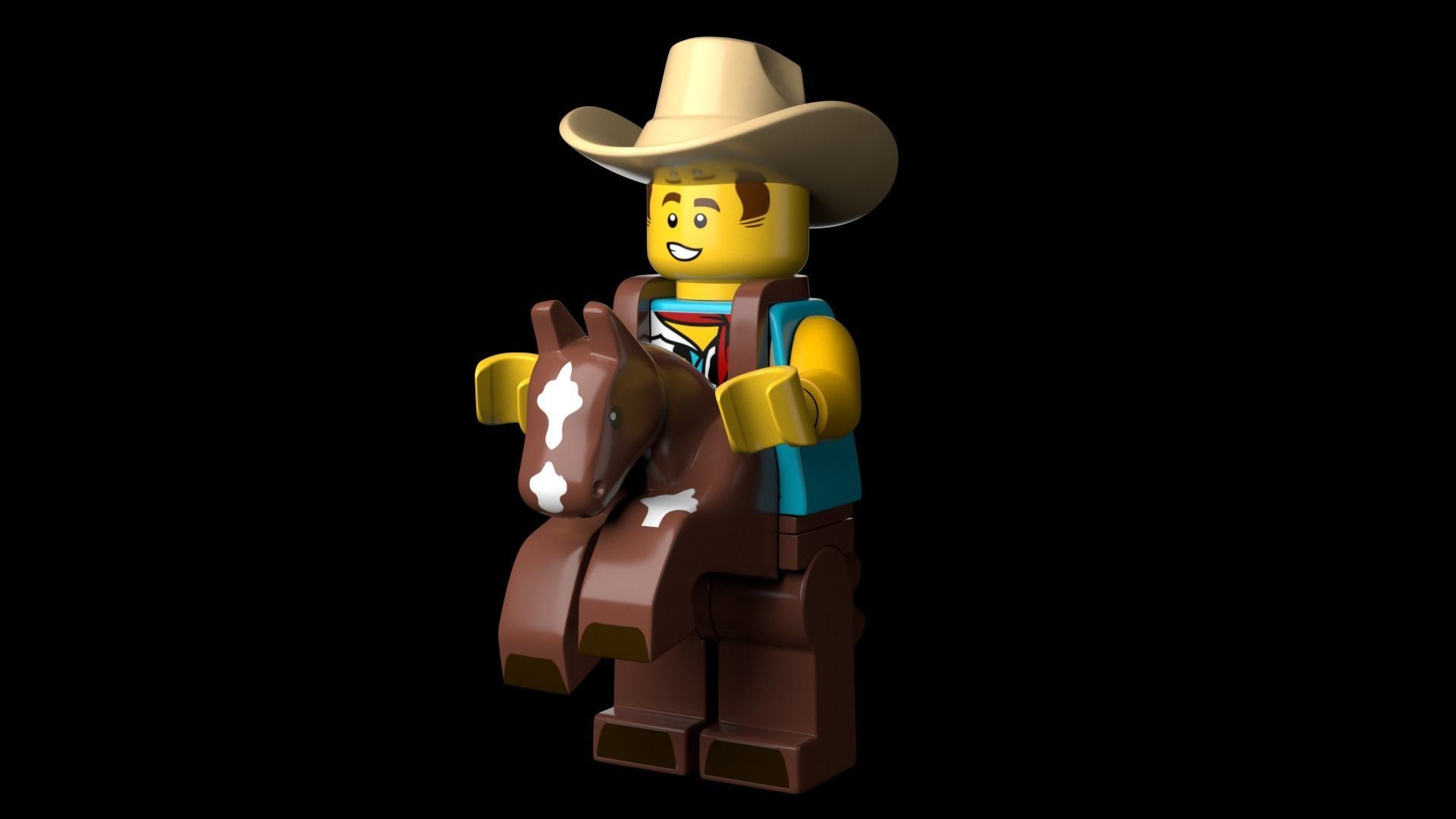 Lego CowboyCostume Guy 3d Model Low-poly 3D model_21