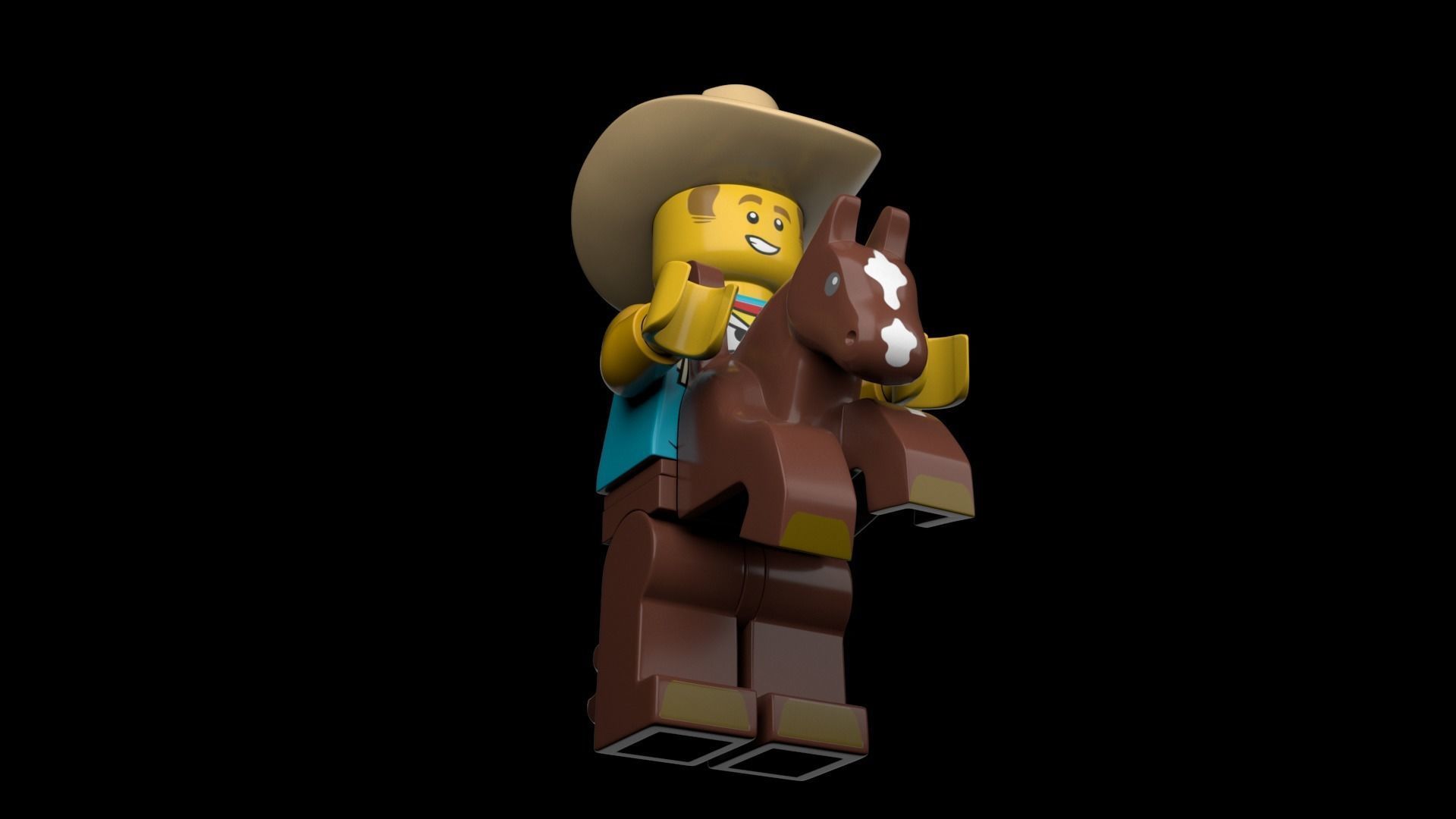 Lego CowboyCostume Guy 3d Model Low-poly 3D model_6