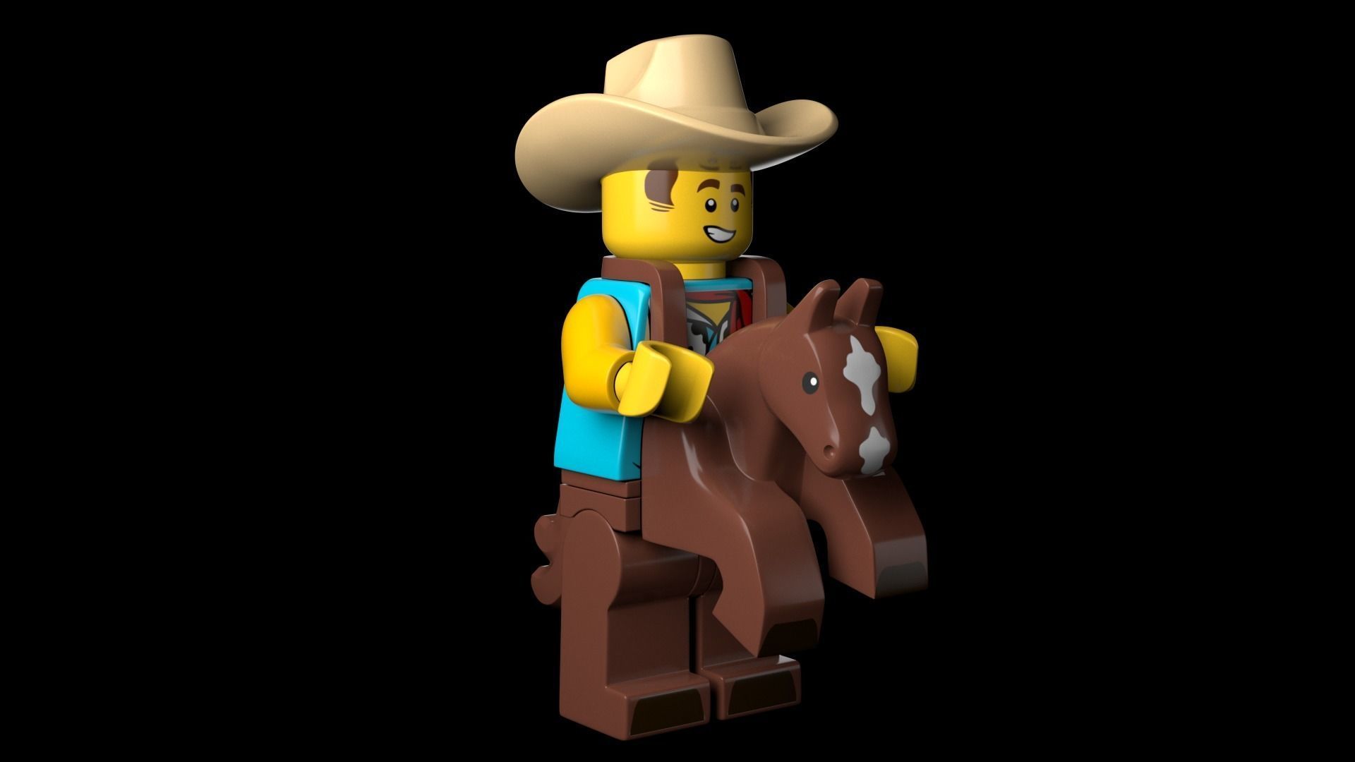 Lego CowboyCostume Guy 3d Model Low-poly 3D model_13