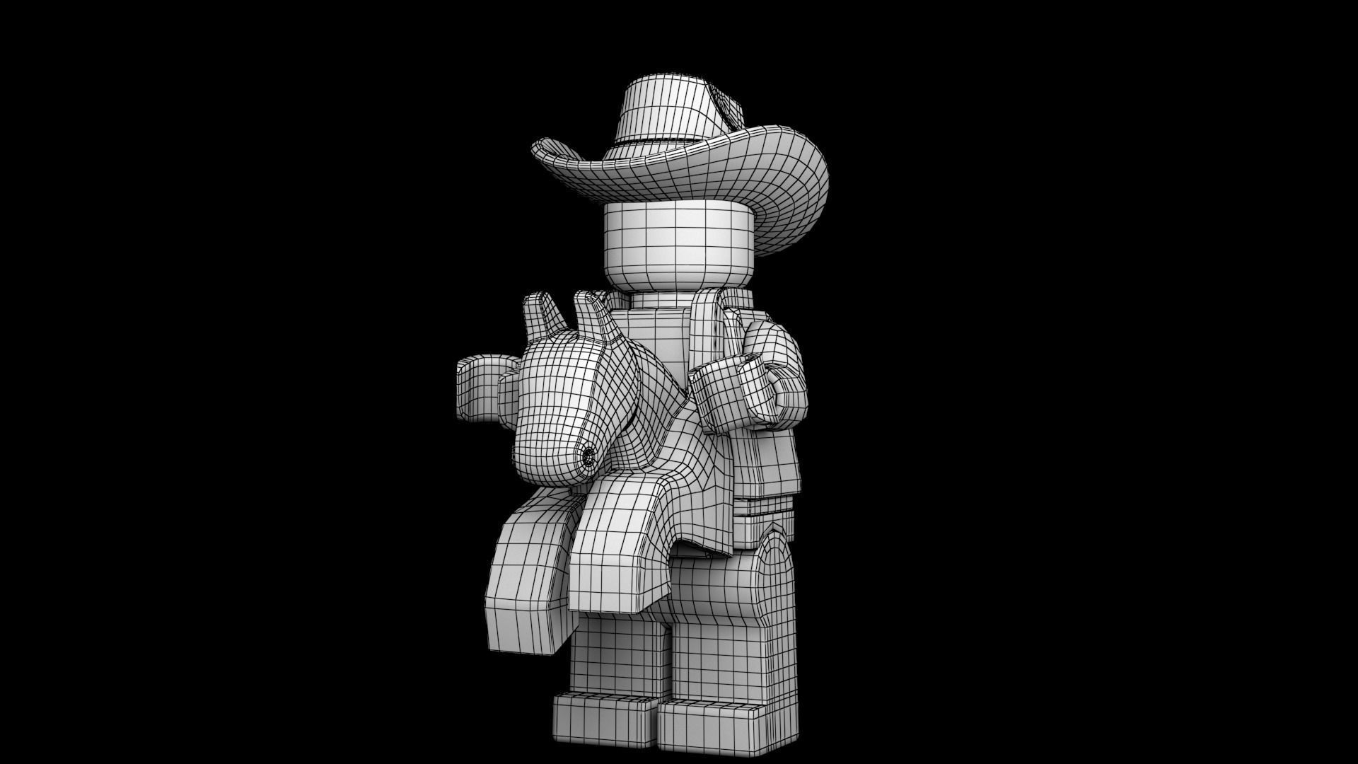 Lego CowboyCostume Guy 3d Model Low-poly 3D model_8