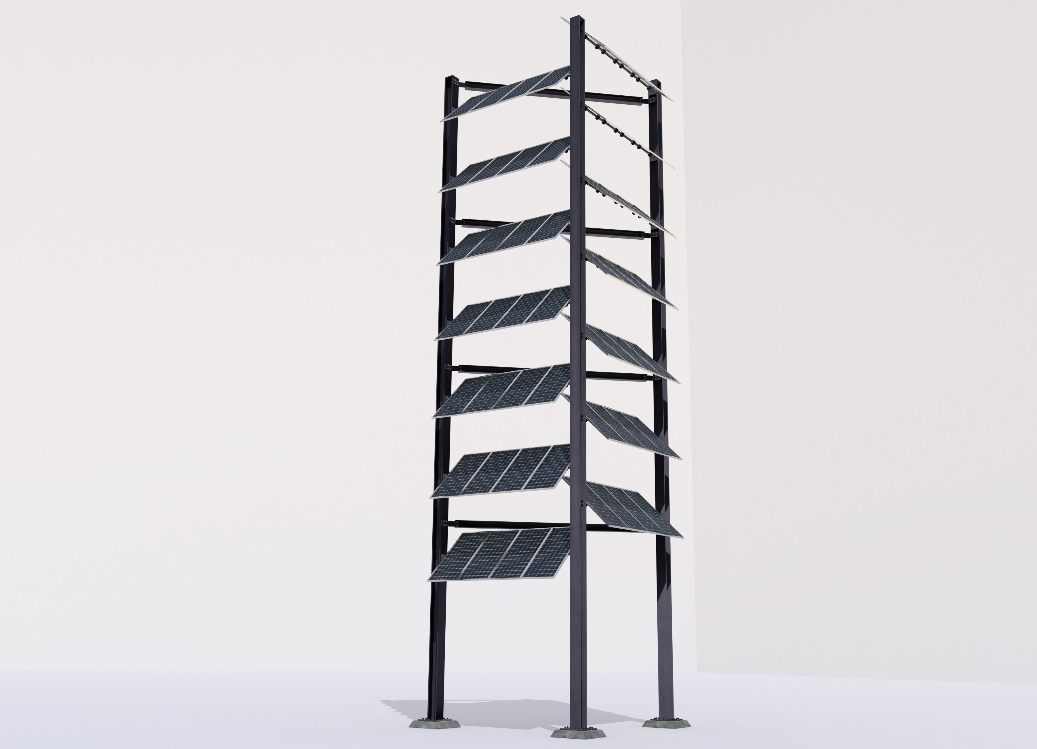 Solar tower version 1 Low-poly 3D model_4