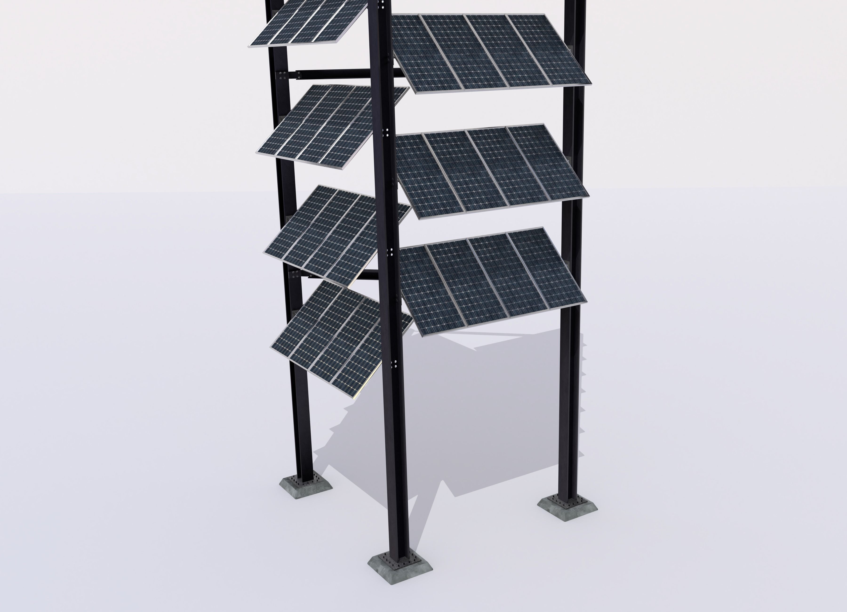 Solar tower version 1 Low-poly 3D model_6