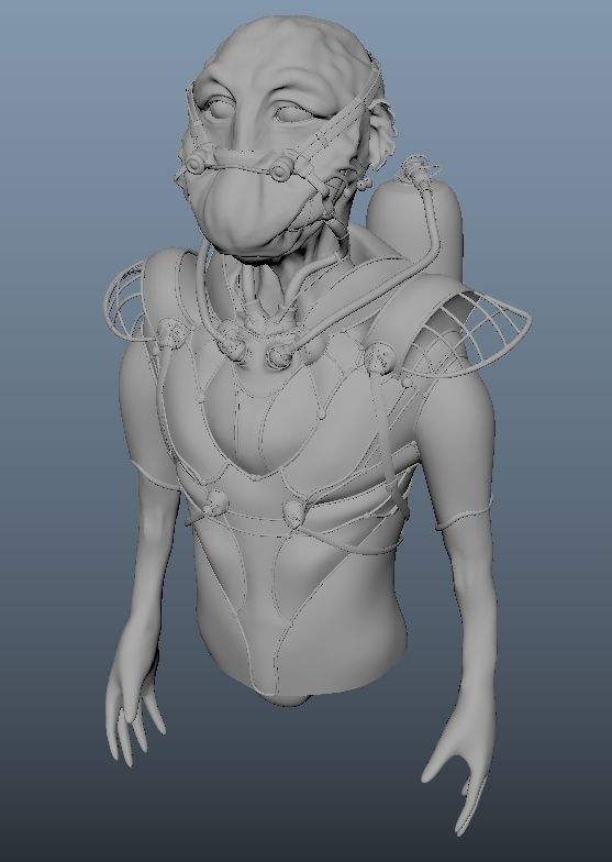 Alien bust Saler Jdun 3D model_7