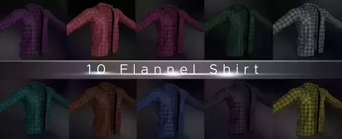 10 Flannel Shirt 3D Model Collection