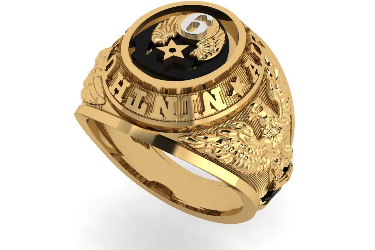 rings gold ring with eagle 3D print model_1