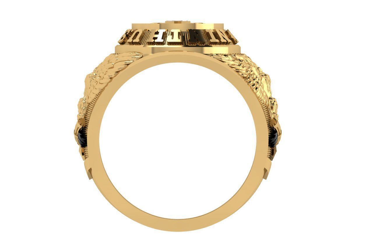 rings gold ring with eagle 3D print model_6