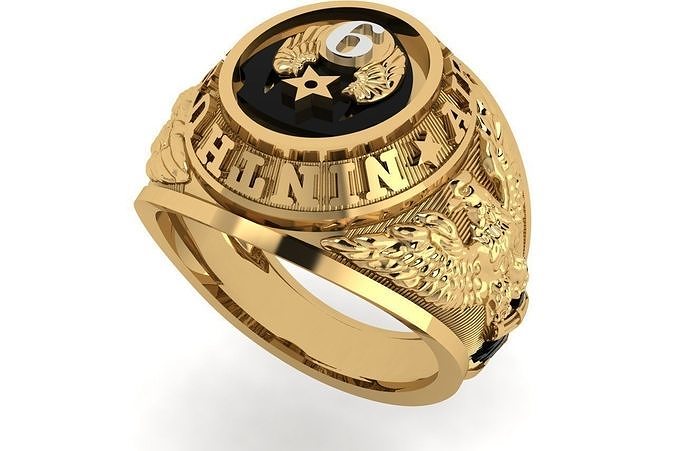 rings gold ring with eagle 3D print model