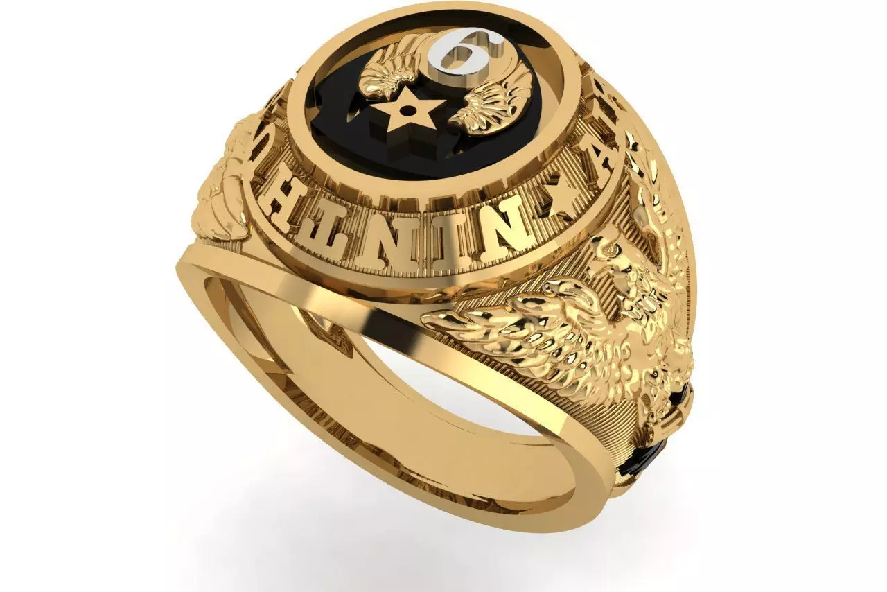 rings gold ring with eagle 3D print model_0