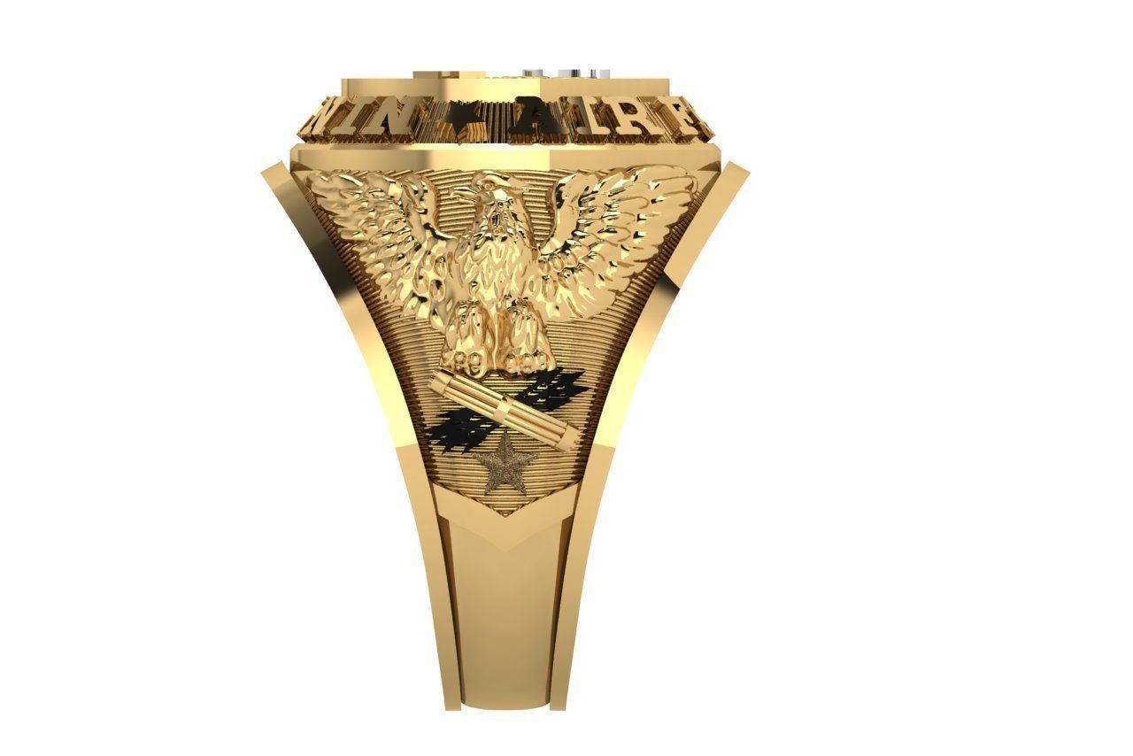 rings gold ring with eagle 3D print model_4