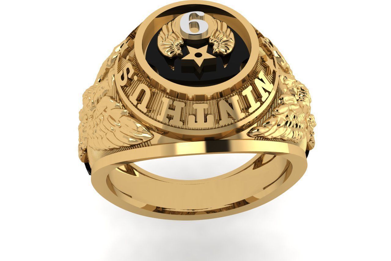 rings gold ring with eagle 3D print model_5