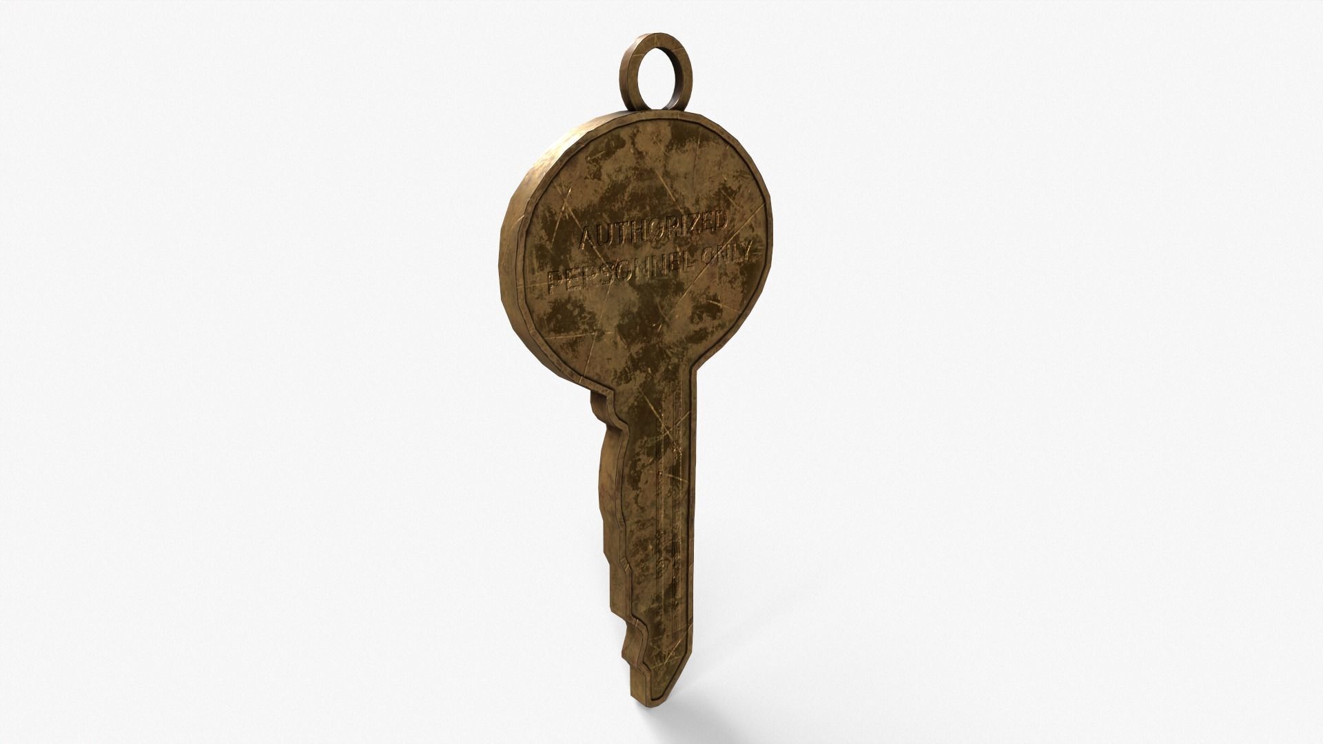 Medieval Copper Key Low-poly 3D model_6