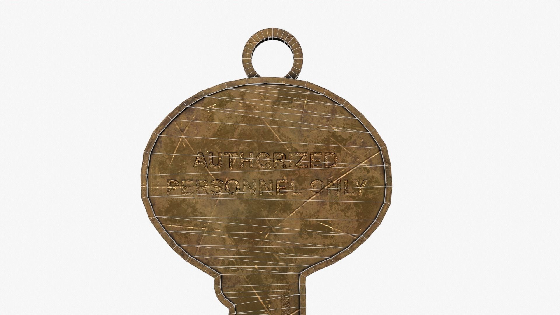 Medieval Copper Key Low-poly 3D model_10