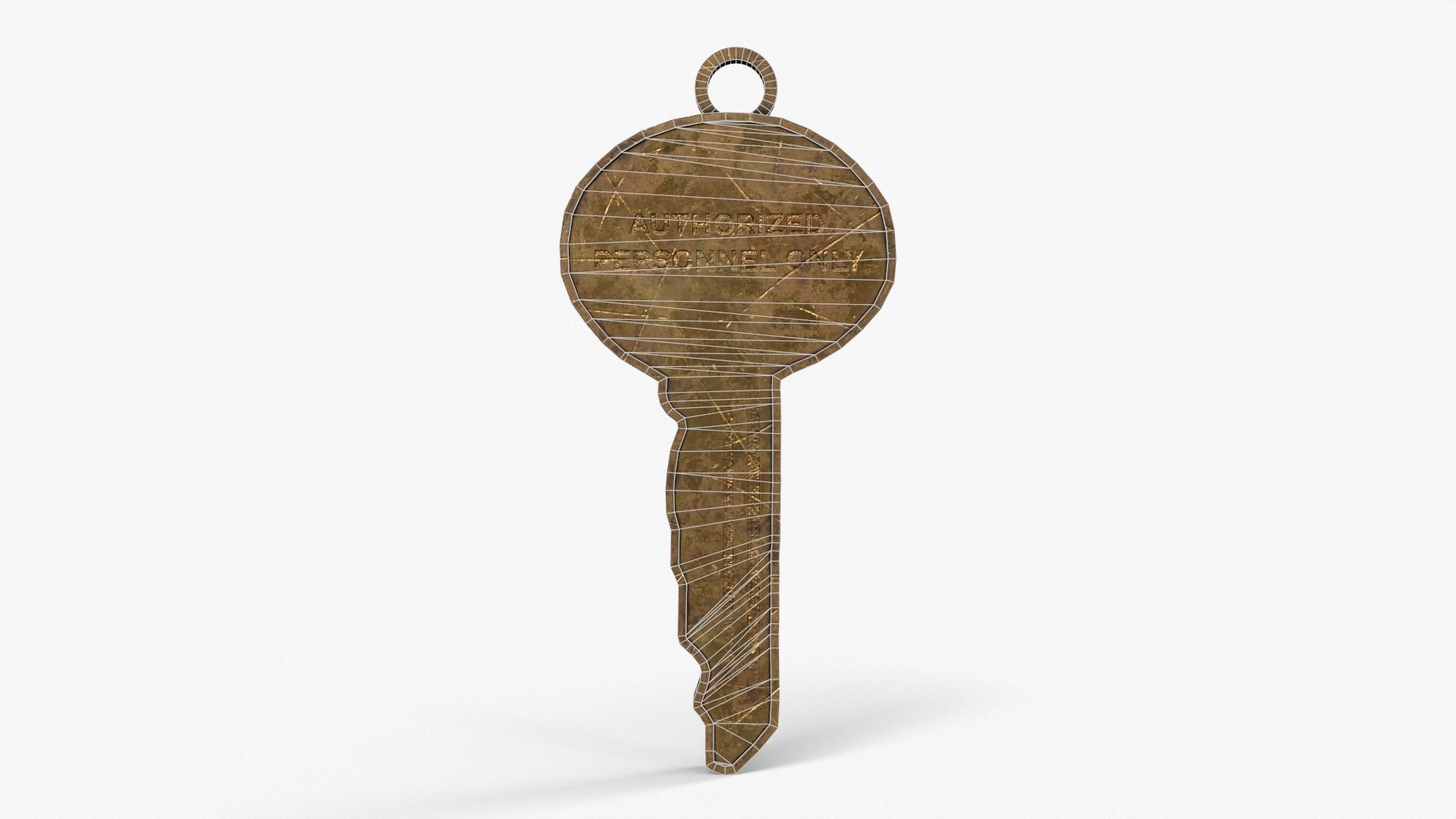 Medieval Copper Key Low-poly 3D model_8