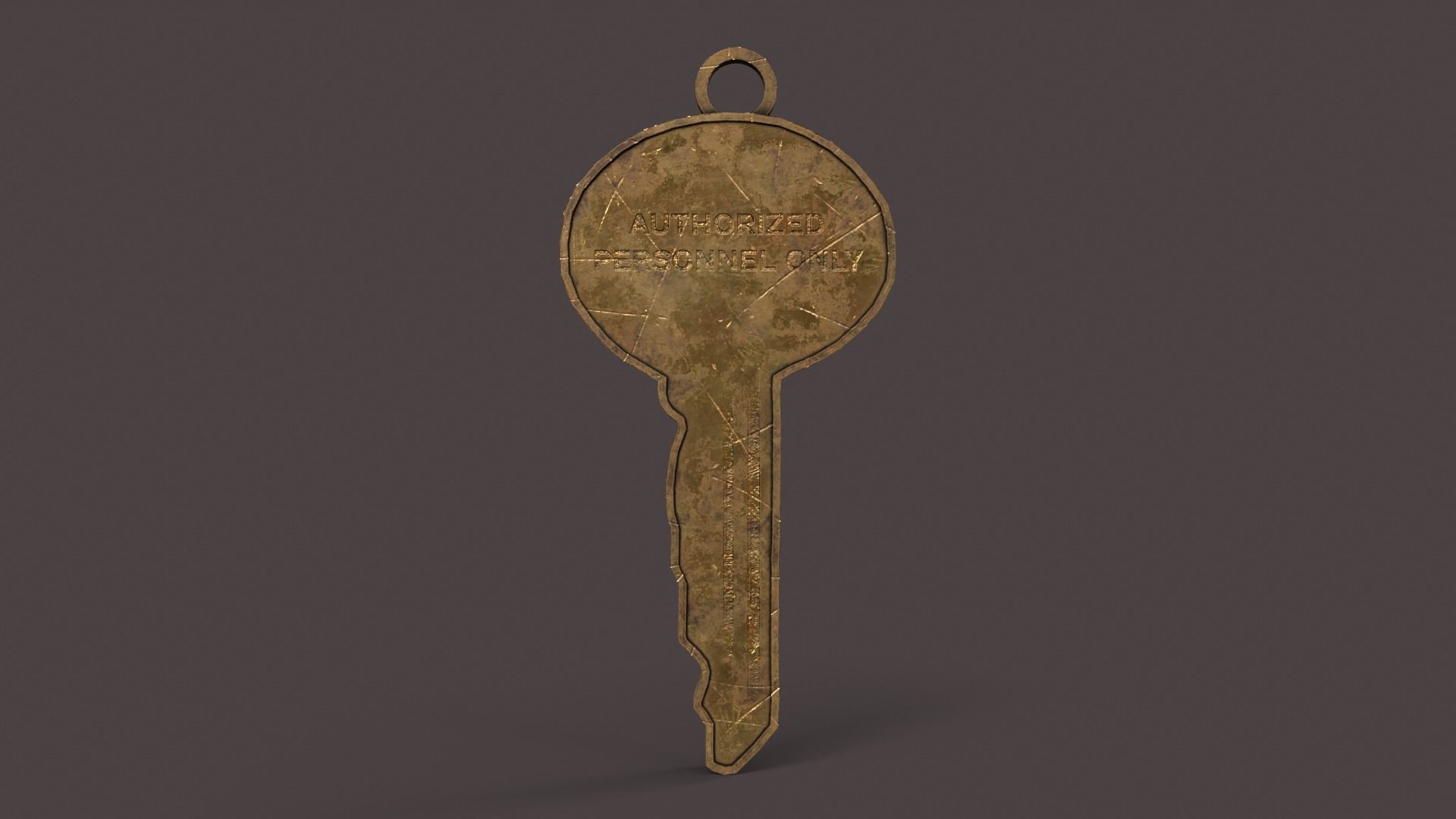 Medieval Copper Key Low-poly 3D model_4