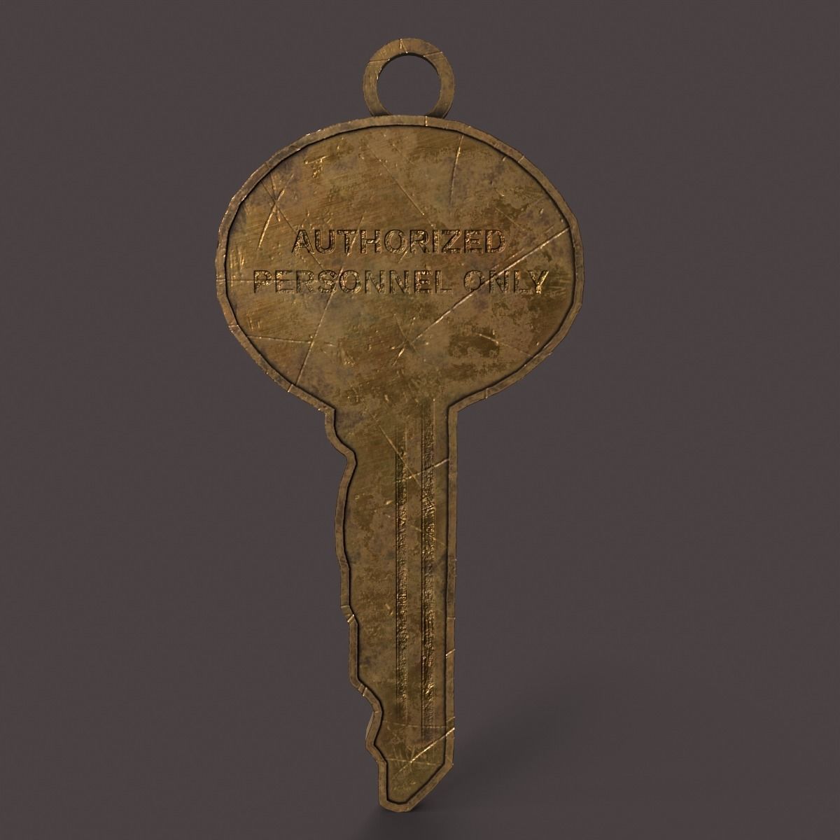 Medieval Copper Key Low-poly 3D model_3