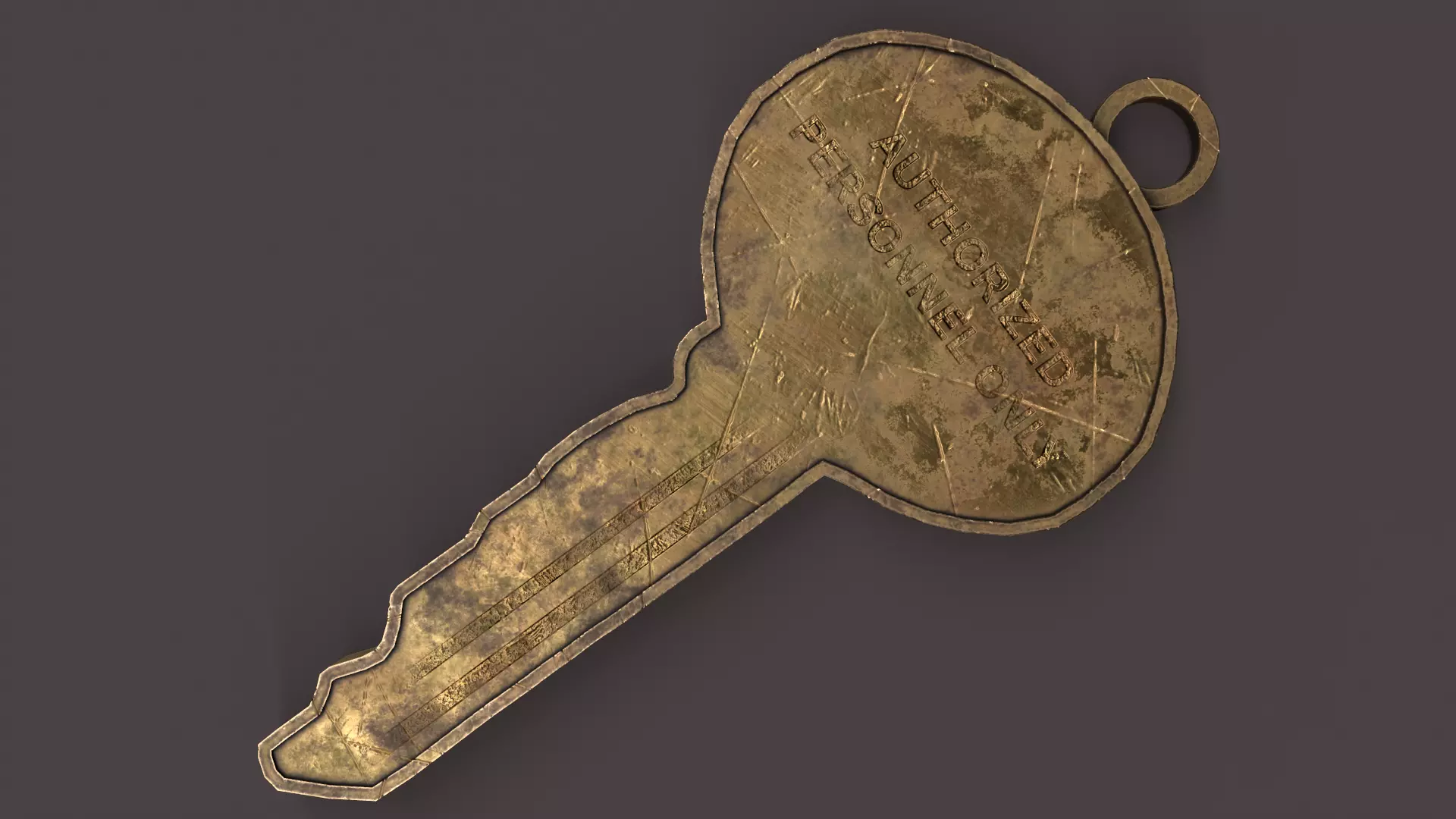 Medieval Copper Key Low-poly 3D model_0