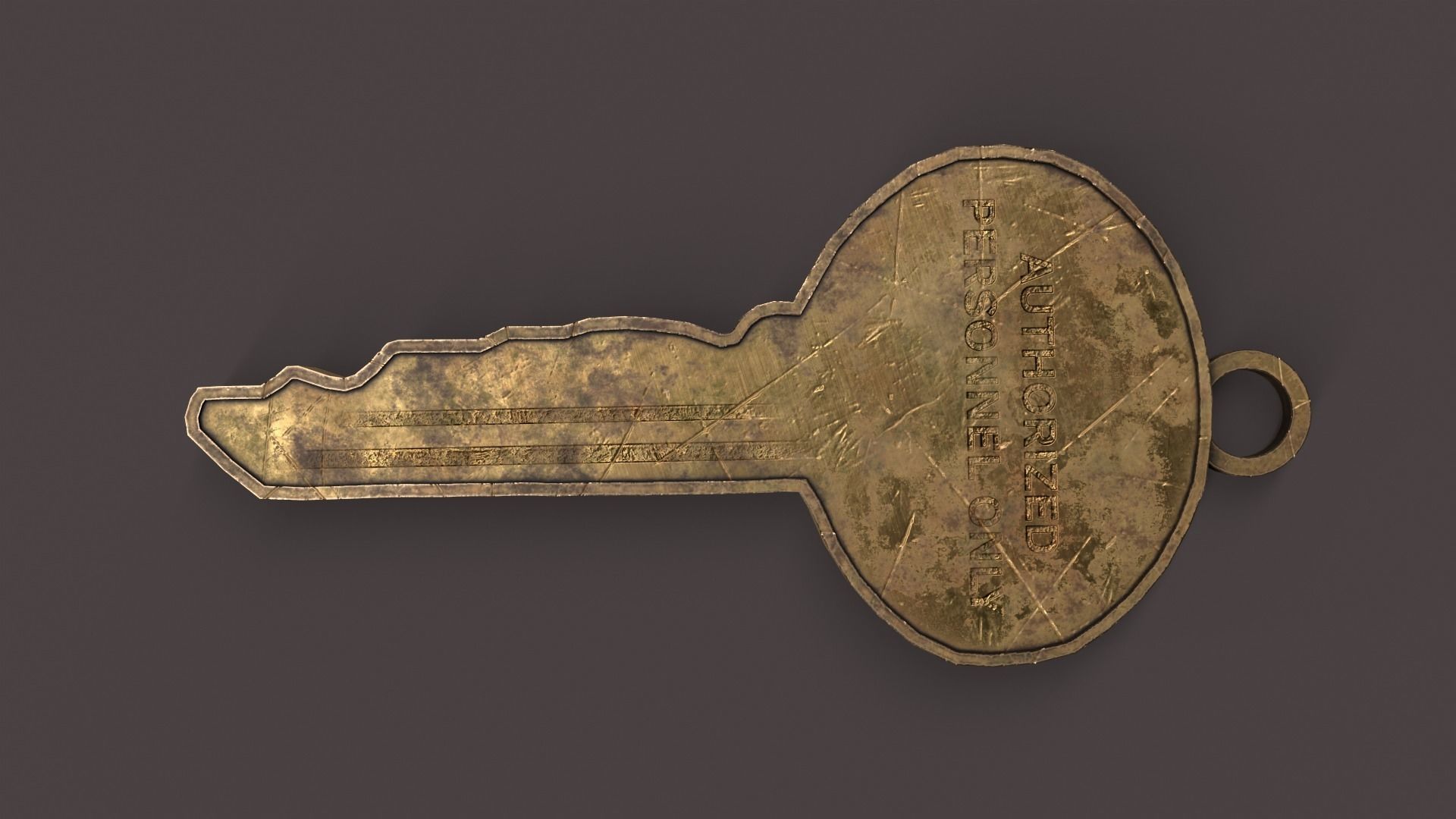 Medieval Copper Key Low-poly 3D model_2