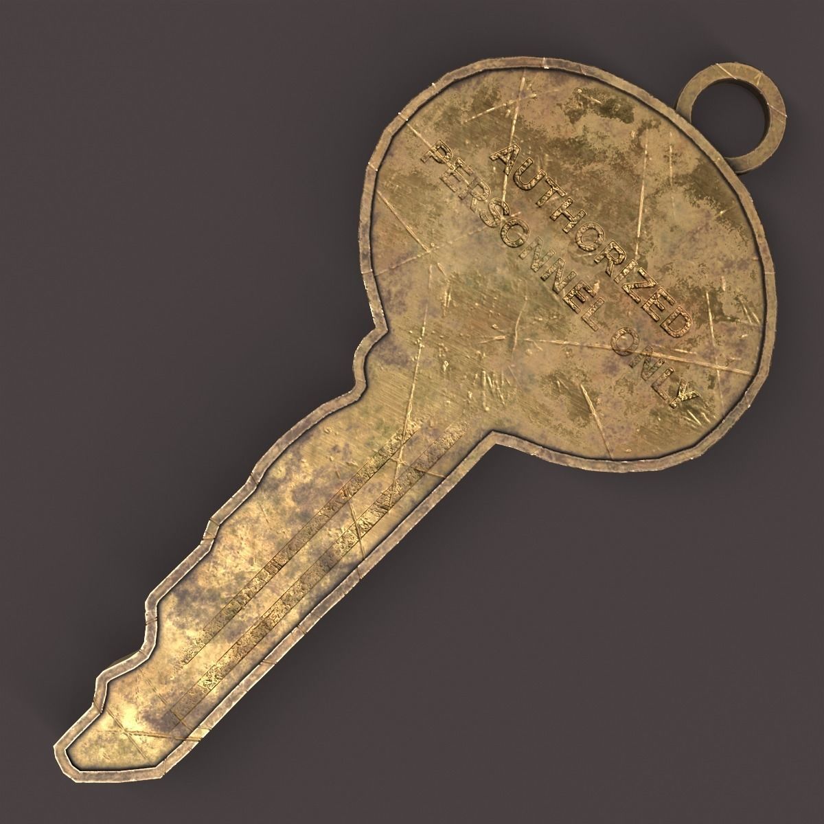 Medieval Copper Key Low-poly 3D model_9