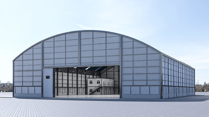 Warehouse 1 with roofs 3D model 2