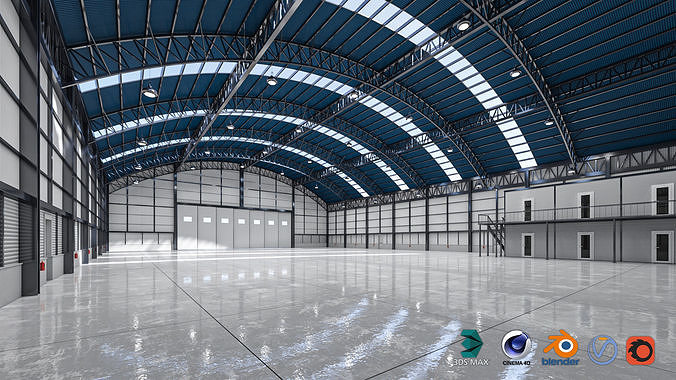 Warehouse 1 with roofs 3D model