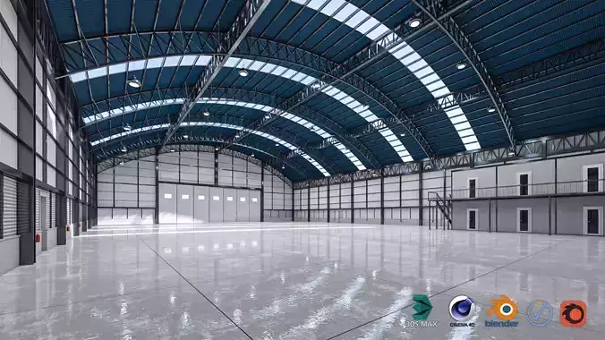 Warehouse 1 with roofs 3D model