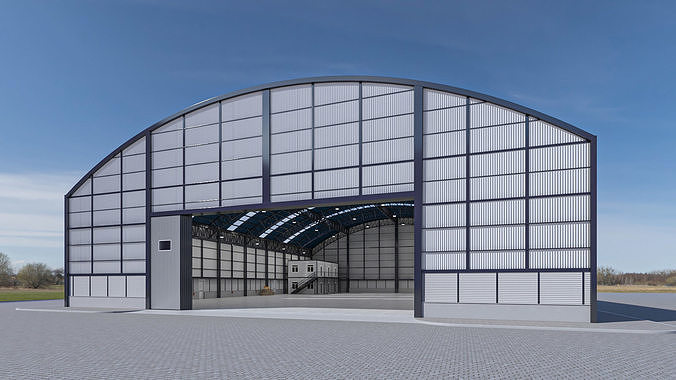 Warehouse 1 with roofs 3D model 7