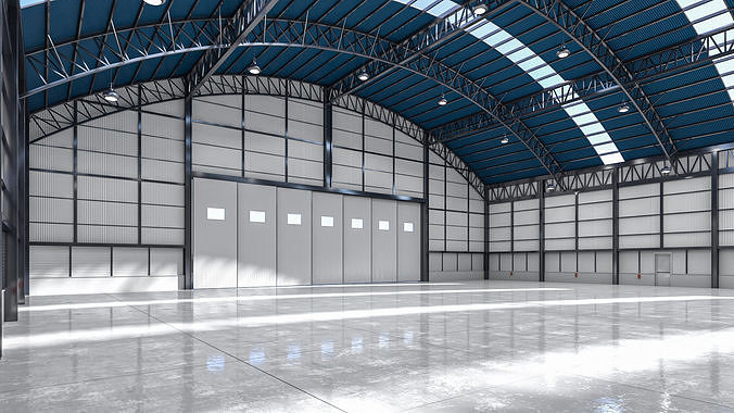 Warehouse 1 with roofs 3D model 6