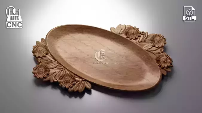 Decorative Tray V2 - 3D STL files for CNC and 3D Printer 