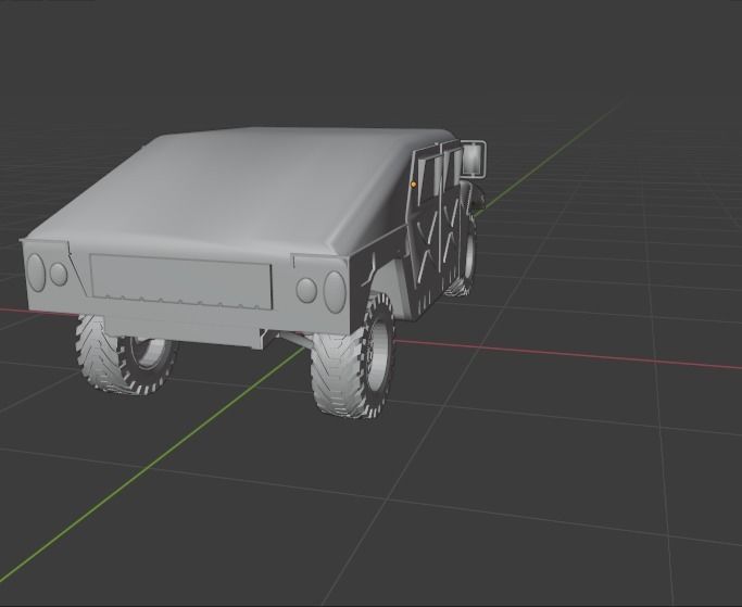 Humvee orange military vehicle Low-poly 3D model_3