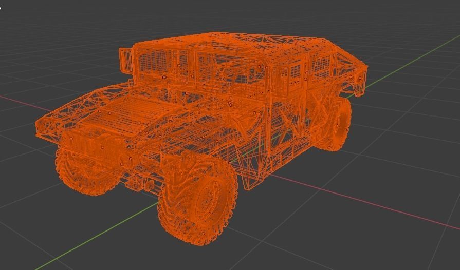 Humvee orange military vehicle Low-poly 3D model_4