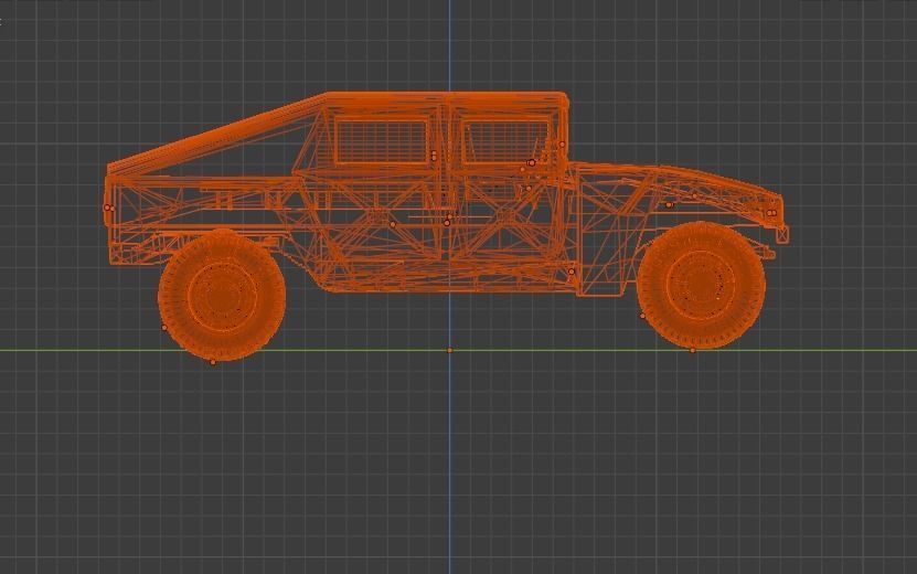 Humvee orange military vehicle Low-poly 3D model_5
